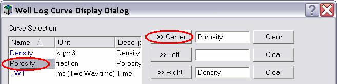Enter the following parameters, so the center porosity plot is