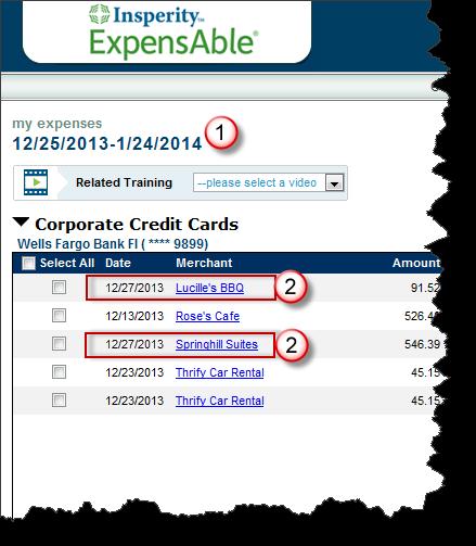 (1) Referring to the name of the expense report (which should be a