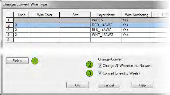 Changing, Converting, and Setting Wire Types You use the Change/Convert Wire Type dialog box to change wire type layer settings for existing wires and to convert lines to wires.