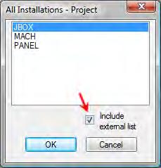 In the Insert/Edit Component dialog box, under Installation Code or Location Code, click Projects.
