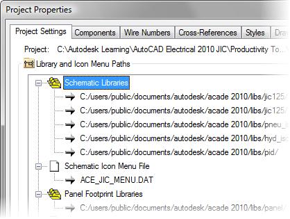 Search Paths Search paths determine the libraries and reference files that AutoCAD Electrical uses.