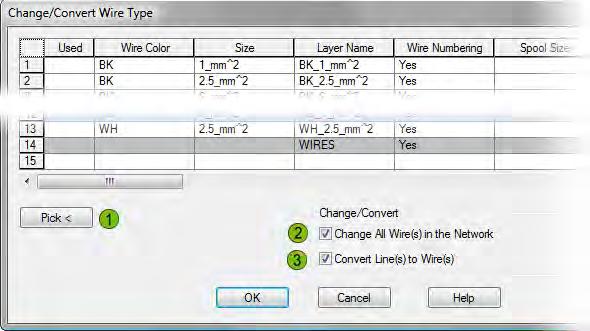 Changing, Converting, and Setting Wire Types You use the Change/Convert Wire Type dialog box to change wire type layer settings for existing wires and to convert lines to wires.