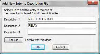 To edit the list, in the Descriptions dialog box, click