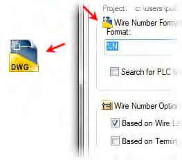 Project properties include part catalog and cross-reference options, and component and wire number tagging settings.