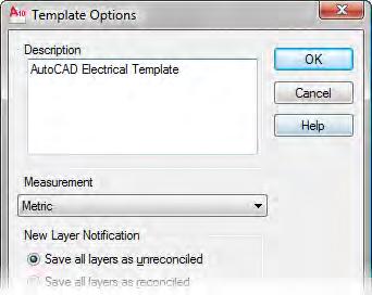 6. In the Template Description dialog box, enter a description, select the measurement unit, and specify the new layer