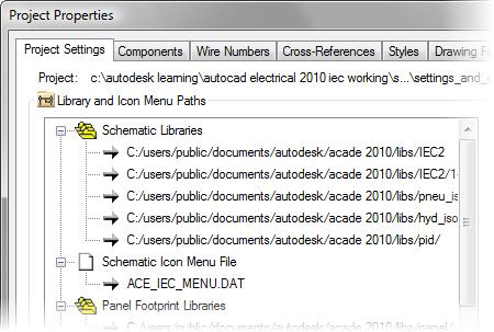 Search Paths Search paths determine the libraries and reference files that AutoCAD Electrical uses.