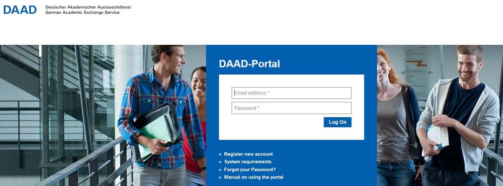 Registering for a DAAD Portal Account Aim In order to use the DAAD Portal and, for instance, submit an application, you have to register an account first.