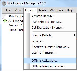 IAR License Installation 41 Open IAR Go to