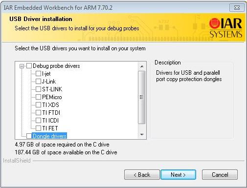IAR USB Driver Installation 7 De-select all