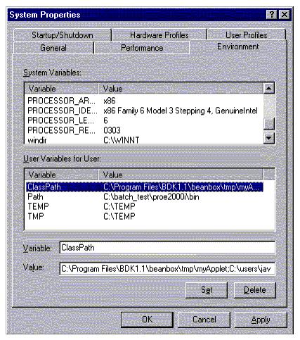 Follow these steps to make the Java Foundation Class (Swing) available on Windows NT Platforms: 1. Click on Start -- Settings -- Control Panel. 2.