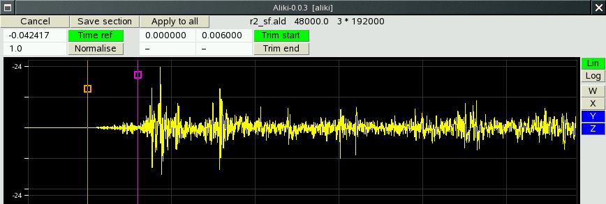 6 Editing impulse responses This function is used to prepare IR for use in e.g. a convolution reverb. Enter this window by clicking Edit with an IR file from the impresp directory loaded.