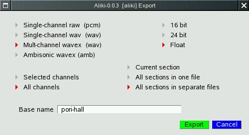 7 Importing and exporting 7.1 Importing sound files This is not implemented in the current version. 7.2 Exporting.