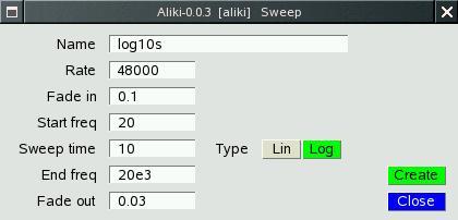 3 Generating sweeps Click Sweep in the main window to open the sweep generator dialog. A sweep file is a single-section, two-channel.ald file.