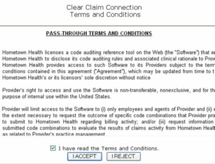 Clear Claim Connection Disclaimer will appear Click Continue You