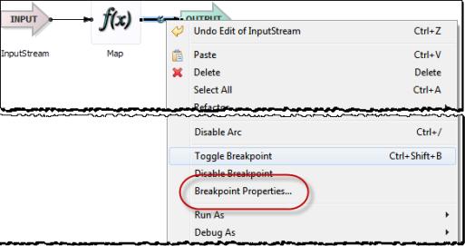 Right-click an arc in the EventFlow Editor and