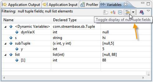 Click this menu and toggle its items to display or hide null values, as illustrated below. Viewing Query Table Contents You can inspect the contents of Query Tables in the Variables view.