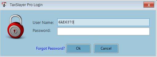 Paste the code in the User Name box on the TaxSlayer Pro Login window: