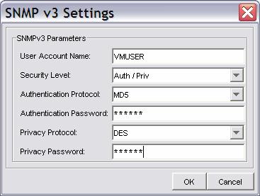 SNMP v3 Settings dialog box User Account Name This is the SNMPv3 User Account to be used for accessing the MIB of the target device.