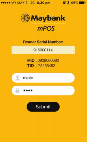 GETTING STARTED: mpos CARD READER & MOBILE APP 1.4 Activating your mpos card reader 10 For subsequent log-ins after the first time activation, enter your User ID and User PIN and press Submit.