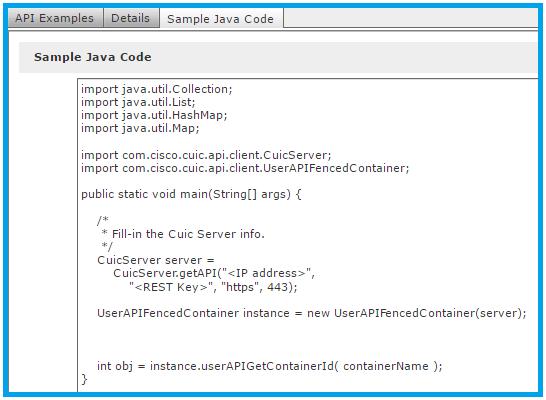 The code snippet can be used to execute the respective API. To execute the code in the Eclipse and obtain the output, you must import the SDK bundle as a Java Project into the Eclipse IDE.