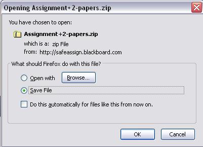 5. A dialogue box will appear, prompting you to open or save a zip file containing all of the selected documents.