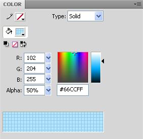 Figure 33 Changing the Alpha Value in the Color Panel 8. Unhide the Boat layer and change the background color to a darker blue (see Figure 34).