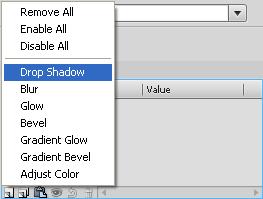 Figure 40 Selecting Drop Shadow from the Add Filter Menu Figure 41 Text with Drop Shadow Other Drawing Tools Flash includes other useful drawing tools such as the Deco tool, the Brush tool, and the