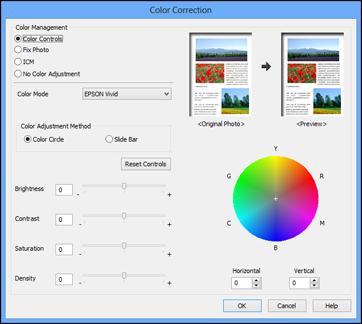 Custom Color Correction Options - Windows You can select any of the available options in the Color Correction window to customize the image colors for your print job.