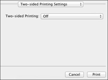 Selecting Double-sided Printing Settings - OS X You can print on both sides of the paper by selecting Two-sided Printing Settings from the pop-up menu on the print window.