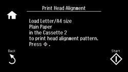 6. Select Print Head Alignment. 7. Press the Start button to print an alignment sheet. Note: Do not cancel printing while you are printing a head alignment pattern. 8.