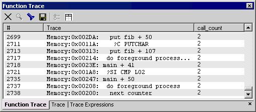 Simulator-specific debugging Trace window column Expression Description Table 20: Trace window columns (Continued) FUNCTION TRACE WINDOW Each expression you have defined to be displayed appears in a