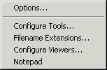 Menus Option Argument Initial Directory Redirect to Output window Prompt for Command Line Tool Available Description Table 63: Configure Tools dialog box options (Continued) Optionally type an