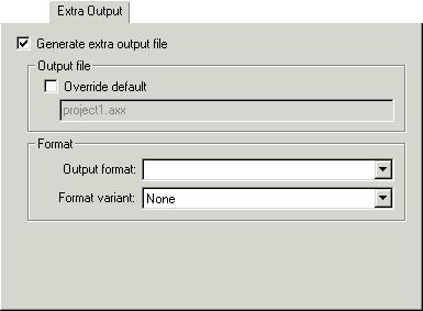 Extra Output Extra Output The Extra Output options are used for generating an extra output file and for specifying its format.