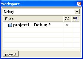 Creating an application project The project will appear in the Workspace window. Figure 2: Workspace window By default, two build configurations are created: Debug and Release.
