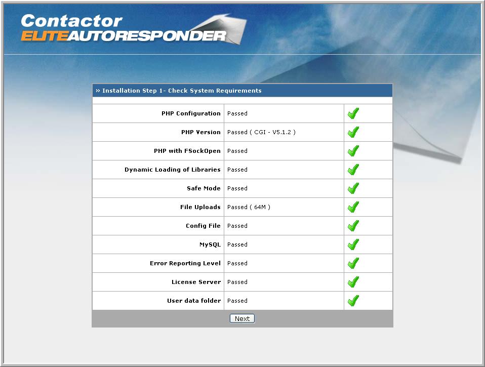 Contactor Elite Autoresponder Guide 11 You will then see a page which displays