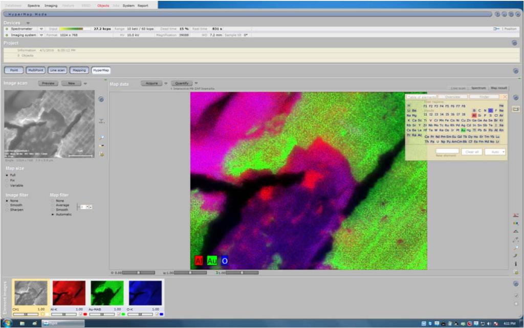 10.00 Step 2 acquisition: Click on Acquire X-ray mapping The individual maps are shown in the