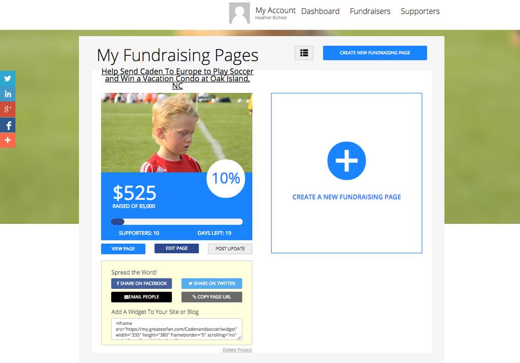 At any time, see what your Fundraising Page looks like.