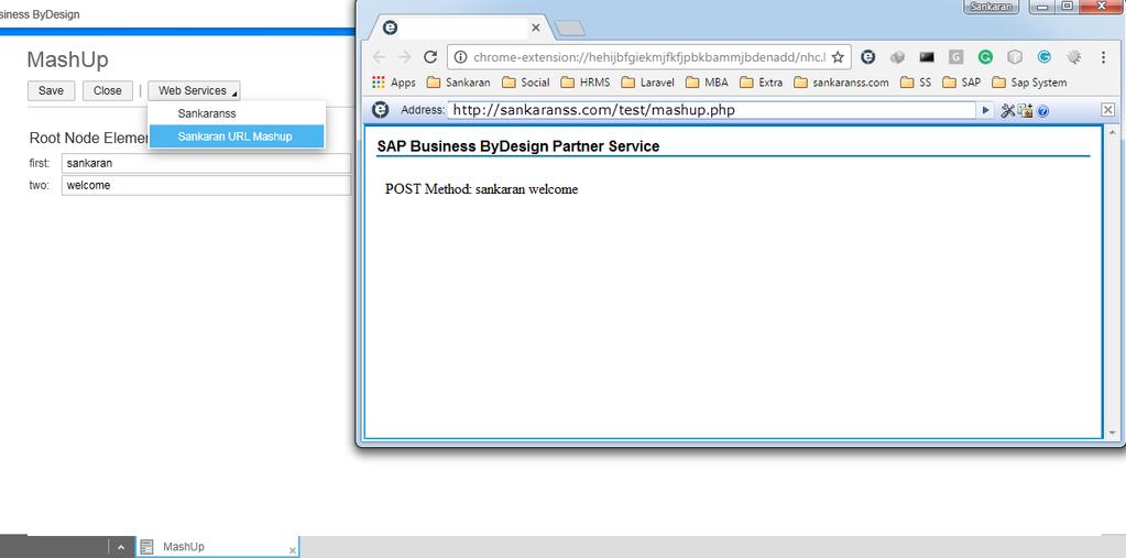 2. Add HTML Mashup in SAP Screen (Sales Order Screen). Step 8: Testing 8.1 Test URL Mashup 1. Login as a business user. 2. Navigate to the QA Screen by creating a custom BO instance. 3.