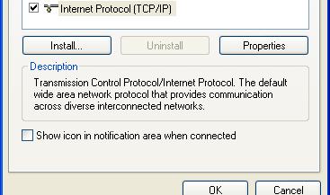 Go to Start menu > Control Panel > Network Connections > Right-click on the active Local Area connection > Select Properties