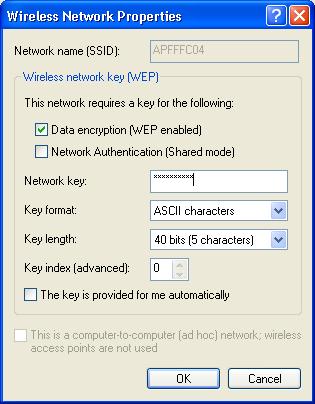 MD5 Authentication 26. Select Data encryption (WEP enabled) option, but leave other option unselected. 27. Select the key format that you want to use to key in your Network key.