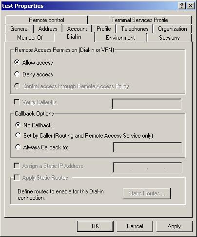 38. Go to the Dial-in tab, and check Allow access option for