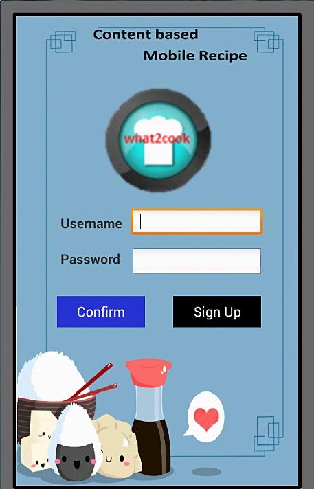 Fig. 3: The login page of the mobile recipe application Fig.