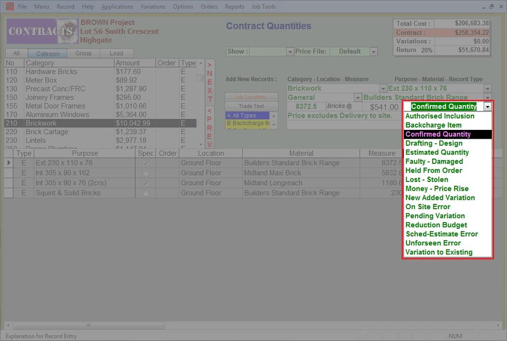 g. Ensure the Cost of the Item is correct, however it can be changed now or later. h. Select the Type of the Item.