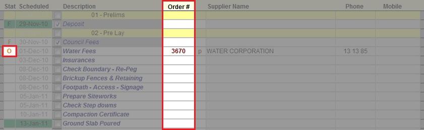 If a Purchase Order has been made for this item the related Order Number will be