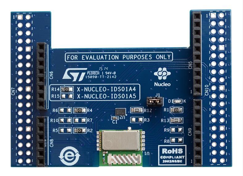 3.1.2 X-NUCLEO-IDS01A4 or X-NUCLEO-IDS01A5 expansion board System setup guide The X-NUCLEO-IDS01A4 and X-NUCLEO-IDS01A5 expansion boards provide a platform to test the features and capabilities of