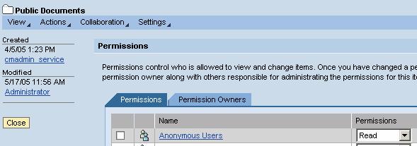 Permission Settings within the KM (ACL, Service ACL) Please note that you have to treat the anonymous user group like a normal user group.