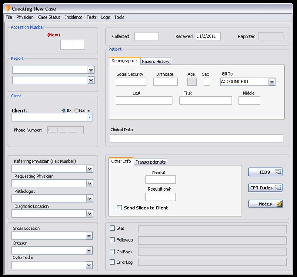 ESTABLISHING A NEW CASE The New Case command within the Cases Module offers users the ability to create a new case record within the system.