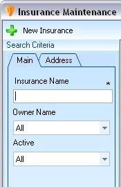 MANAGING INSURANCE CARRIERS The search criteria tabs provide users with different options to search for insurance information.
