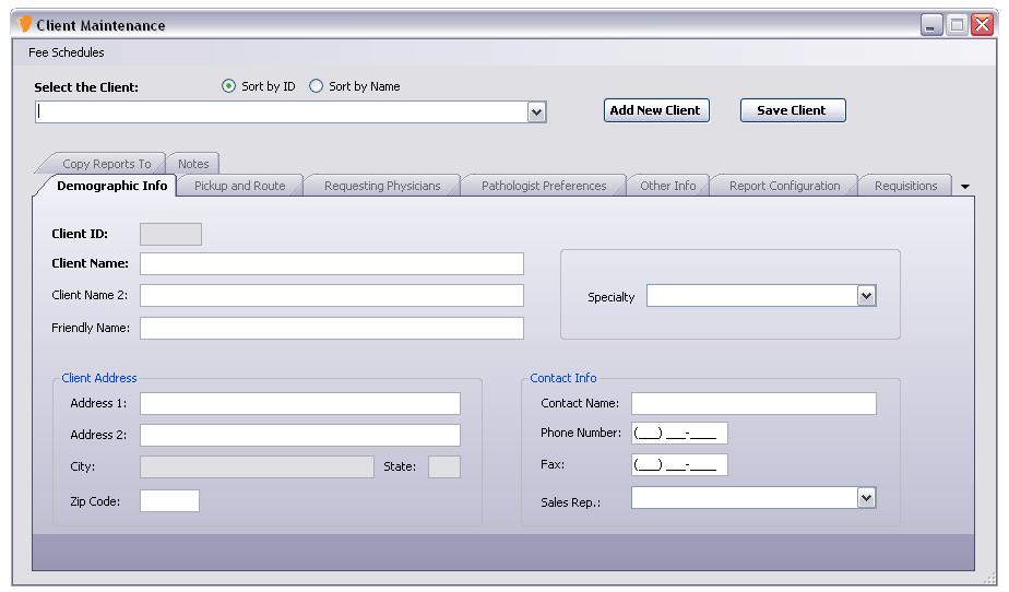 CREATING & EDITING CLIENTS 9. By Selecting the Clients Button within the Maintenance Module, the Client Maintenance window, as seen below, will appear.