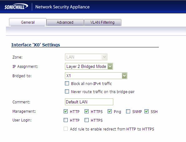 Configuring the Secondary Bridge Interface Complete the following steps to configure the SonicWALL appliance: 1. Navigate to the Network > Interfaces page from the navigation panel. 2.